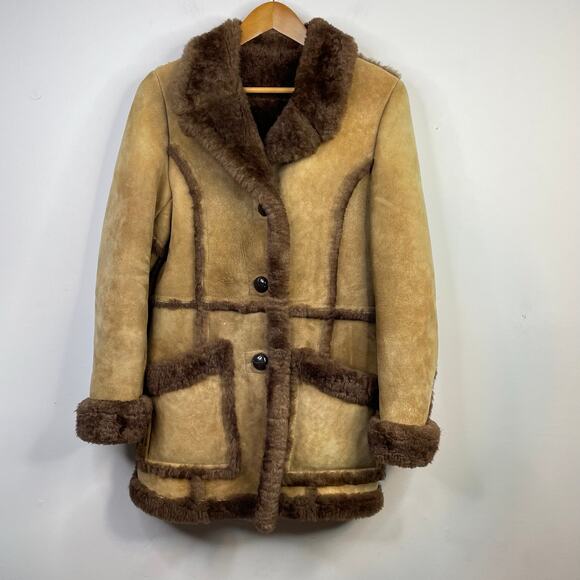 Berman’s Leather Jackets & Blazers - Vintage Bermans Sheepskin Leather Shearling Western Fargo Rancher Coat Women 12